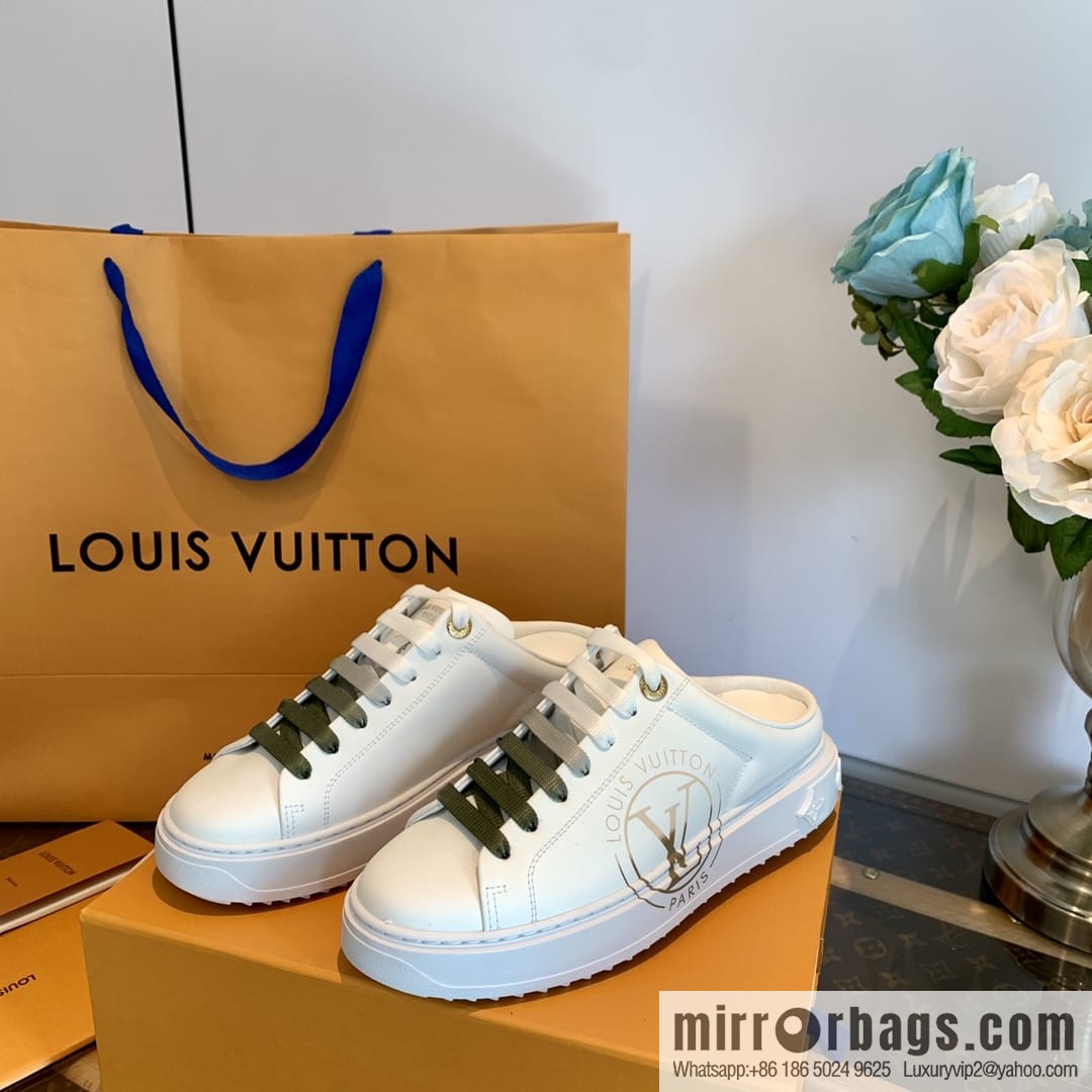 LV/Louis Vuitton 1v donkey brand | thick bottom gradual change half drag white shoes