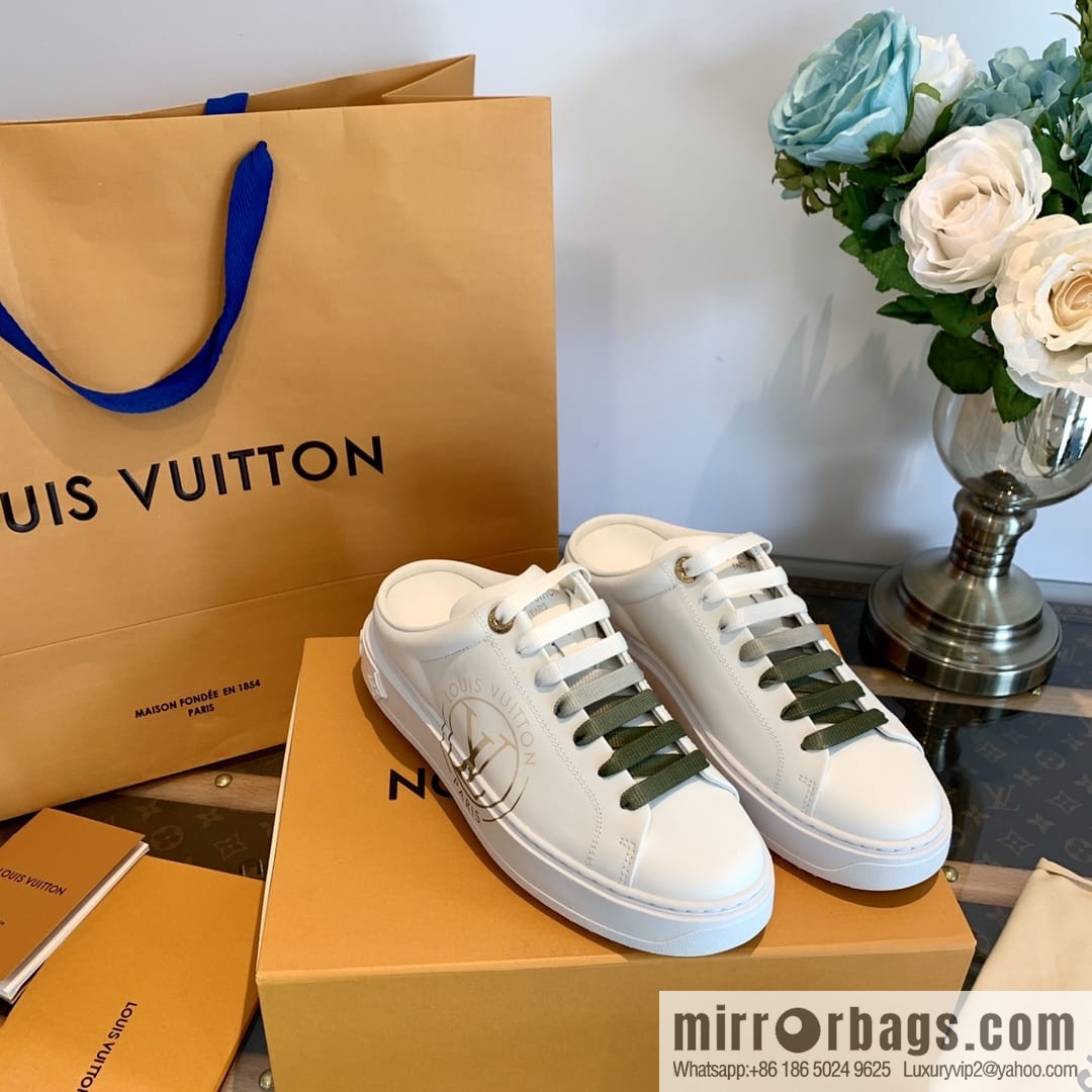 LV/Louis Vuitton 1v donkey brand | thick bottom gradual change half drag white shoes