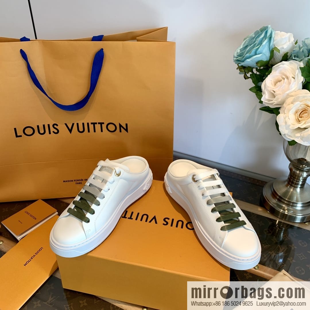 LV/Louis Vuitton 1v donkey brand | thick bottom gradual change half drag white shoes