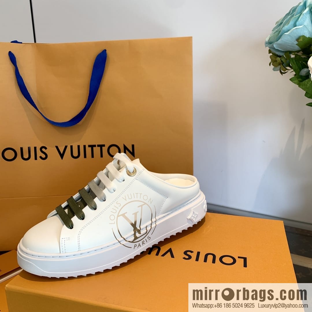 LV/Louis Vuitton 1v donkey brand | thick bottom gradual change half drag white shoes