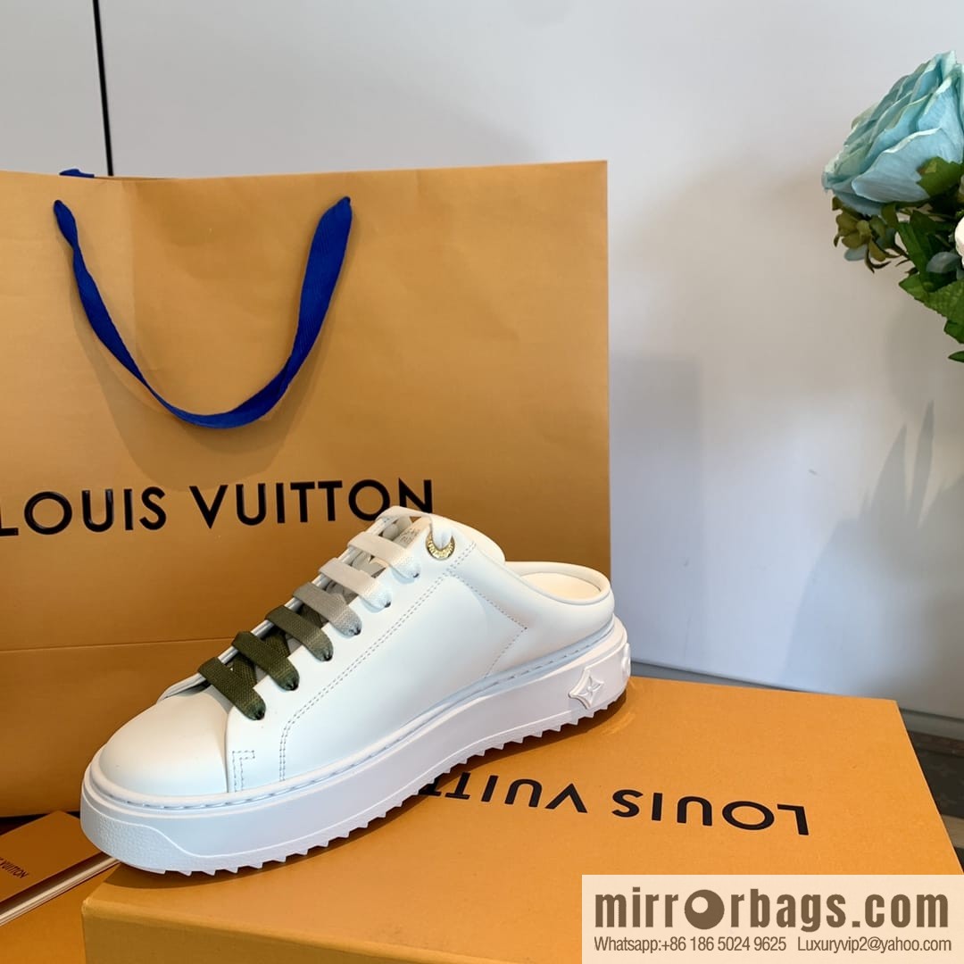 LV/Louis Vuitton 1v donkey brand | thick bottom gradual change half drag white shoes