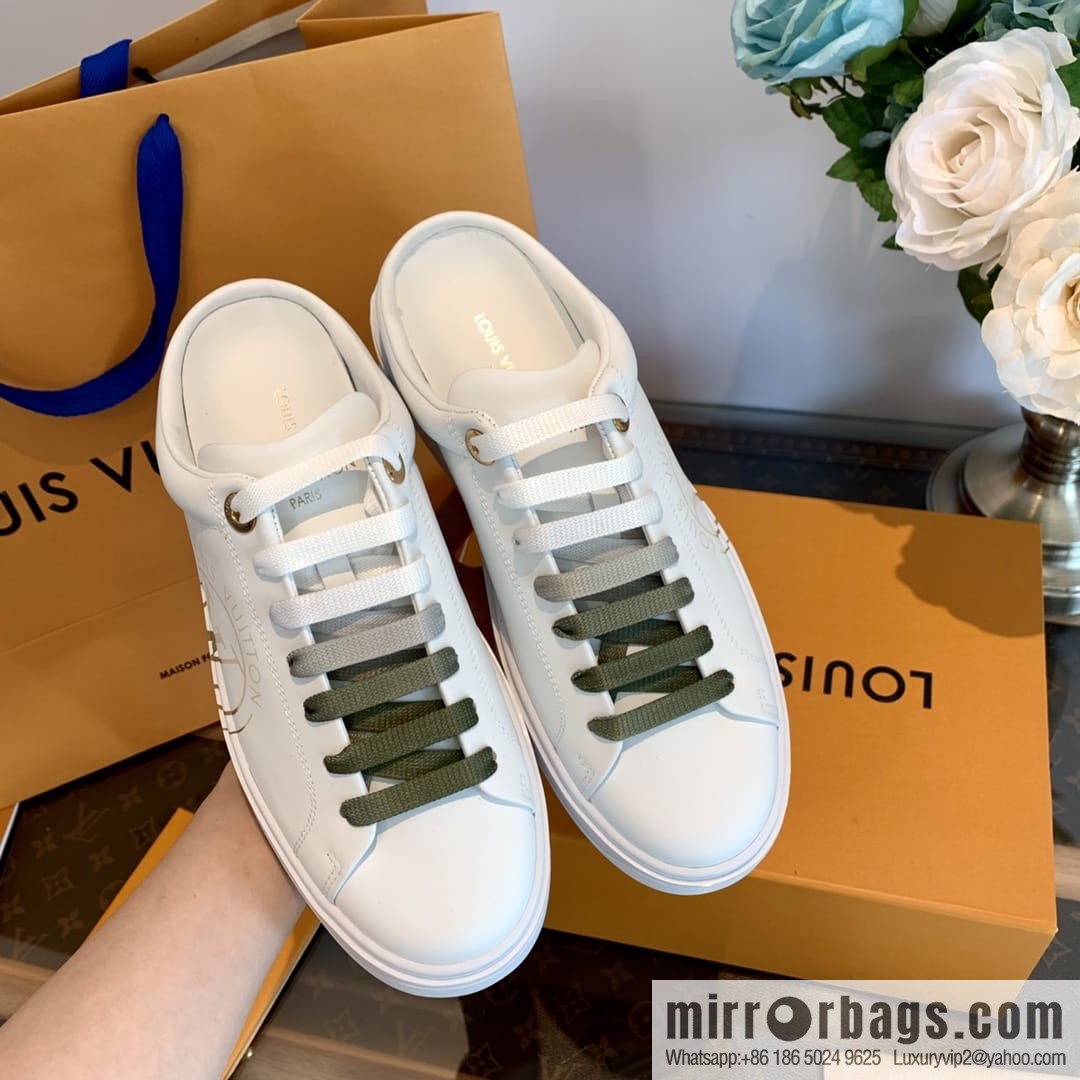 LV/Louis Vuitton 1v donkey brand | thick bottom gradual change half drag white shoes