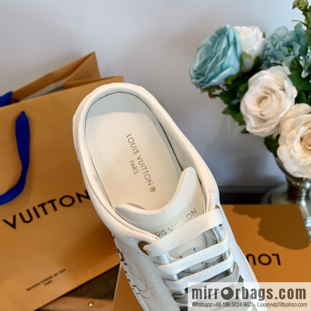 LV/Louis Vuitton 1v donkey brand | thick bottom gradual change half drag white shoes