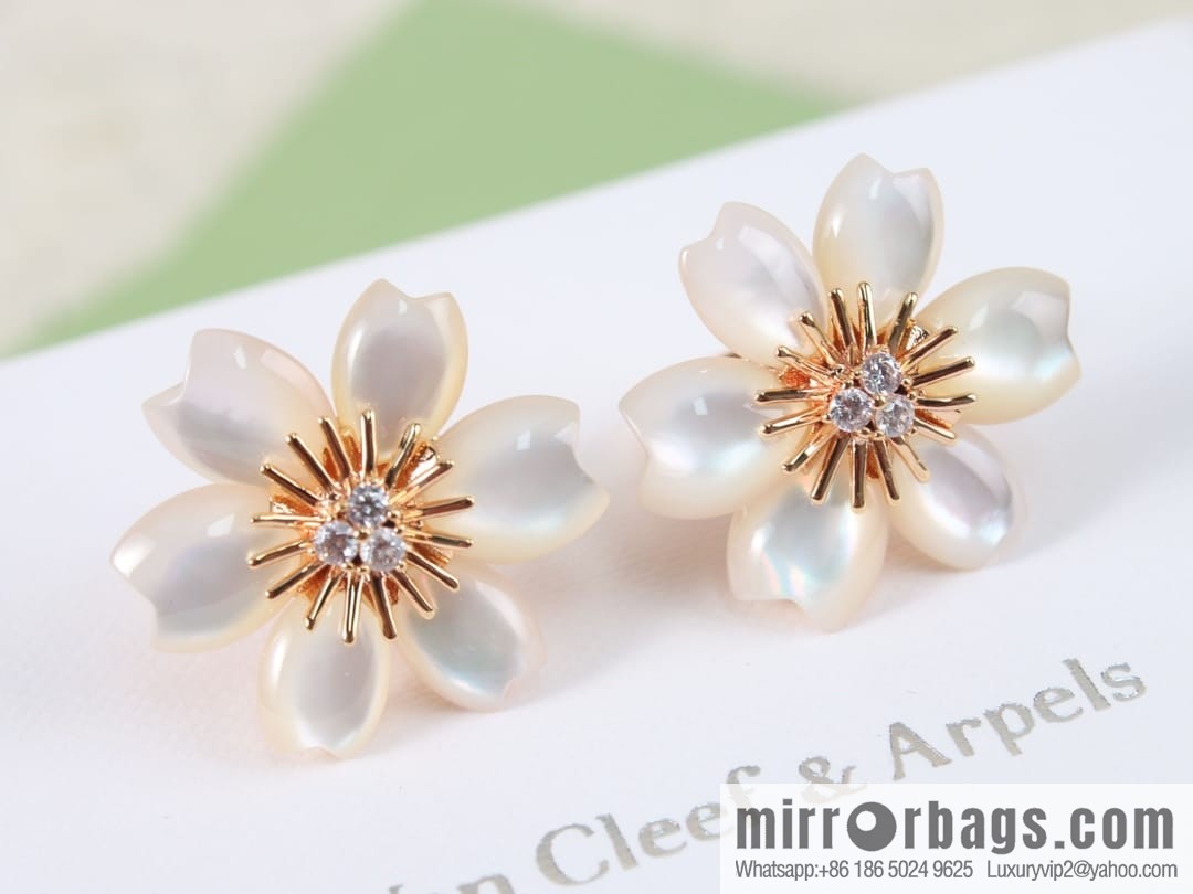 Van Cleef & Arpels Rose de Noel White Fritillary Ear Pat Earrings