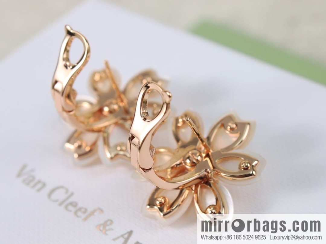 Van Cleef & Arpels Rose de Noel White Fritillary Ear Pat Earrings