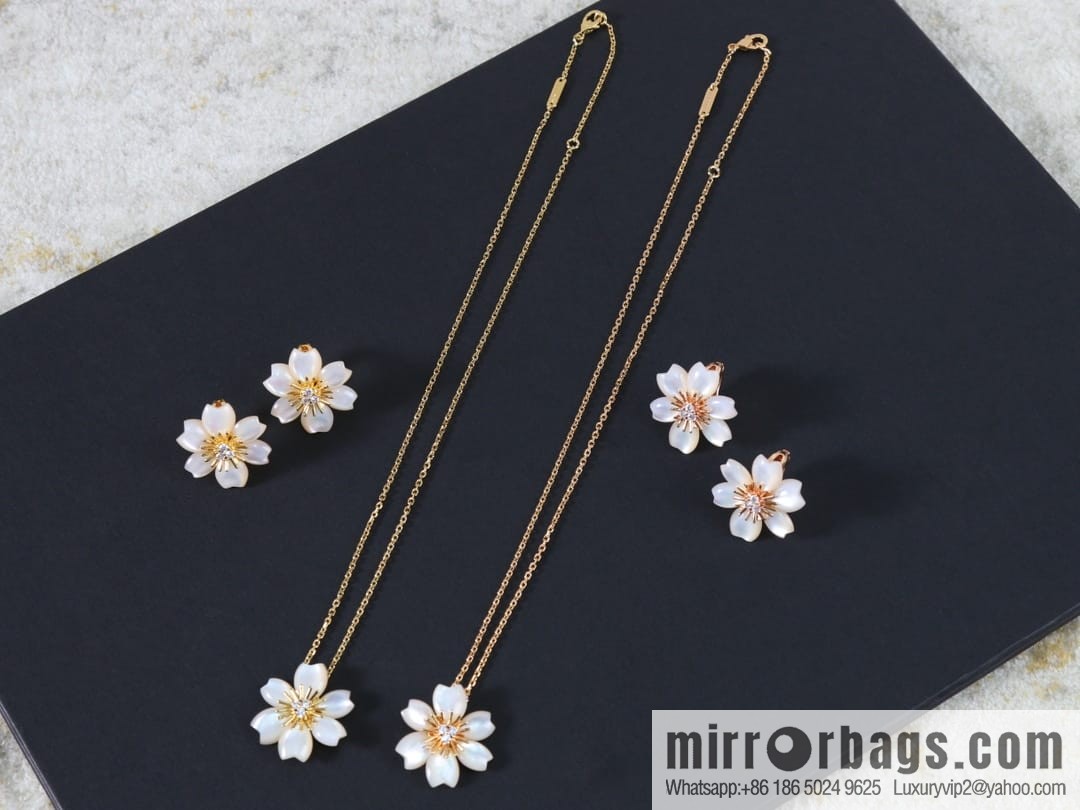 Van Cleef & Arpels Rose de Noel White Fritillary Ear Pat Earrings
