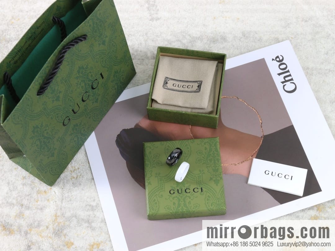New Gucci Gucci diamond black and white ceramic ring