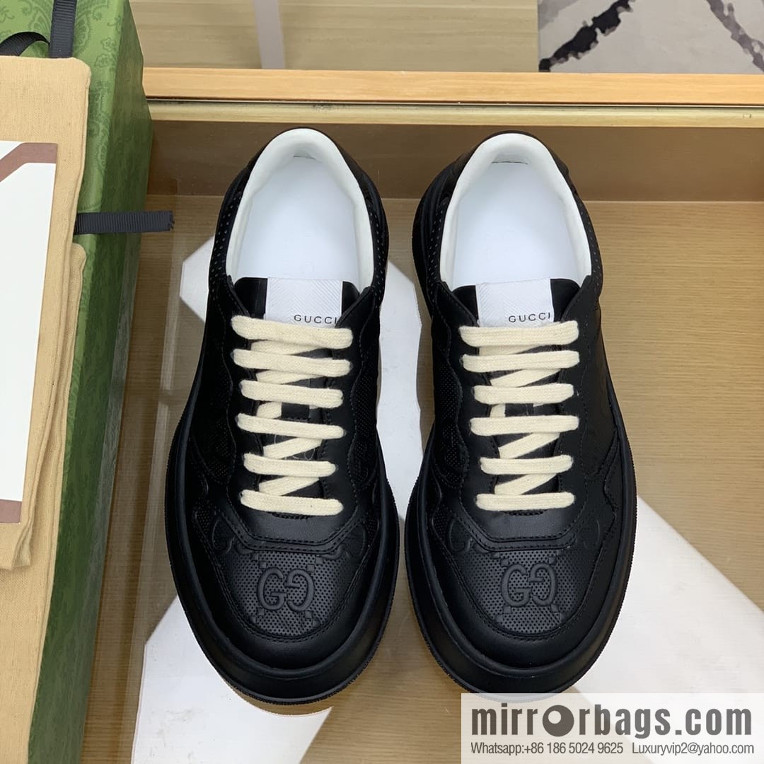 Gucci Gucci leather GG printed embossing His & Hers sneakers