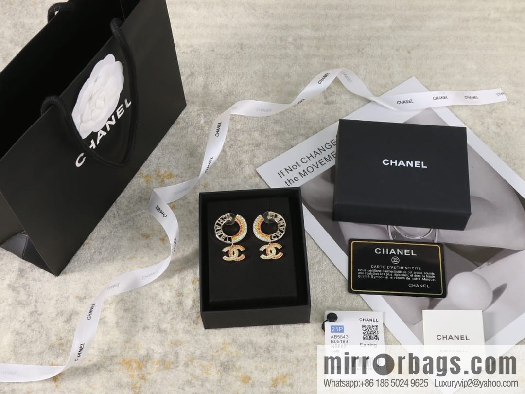 New ☑️ Chanel c2 double c colored diamond round stud earrings