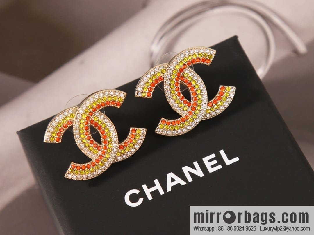 New ☑️ Chanel c1 double c colored diamond stud earrings
