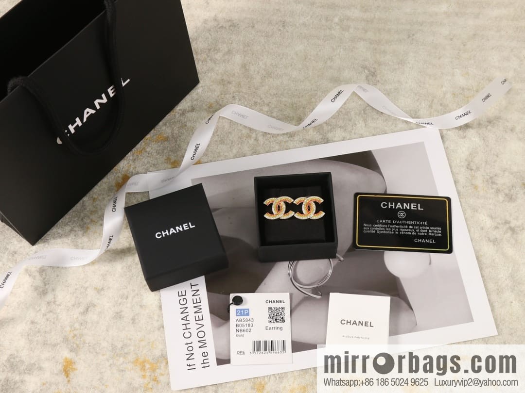 New ☑️ Chanel c1 double c colored diamond stud earrings