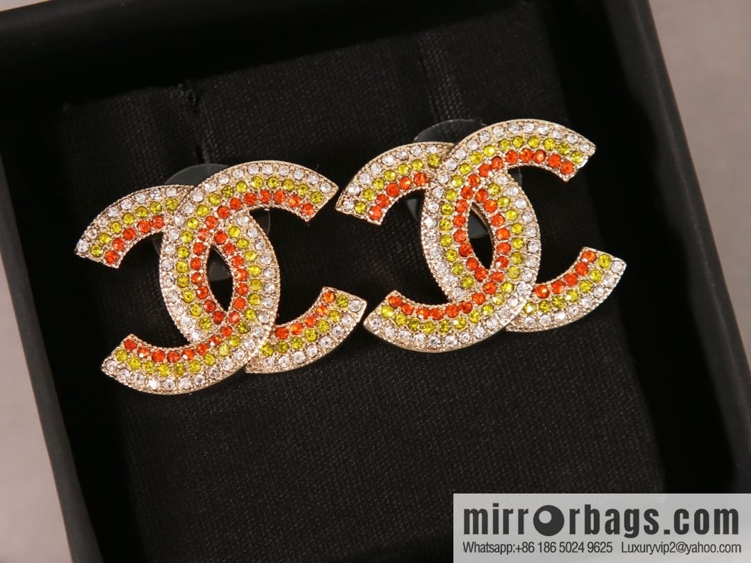 New ☑️ Chanel c1 double c colored diamond stud earrings