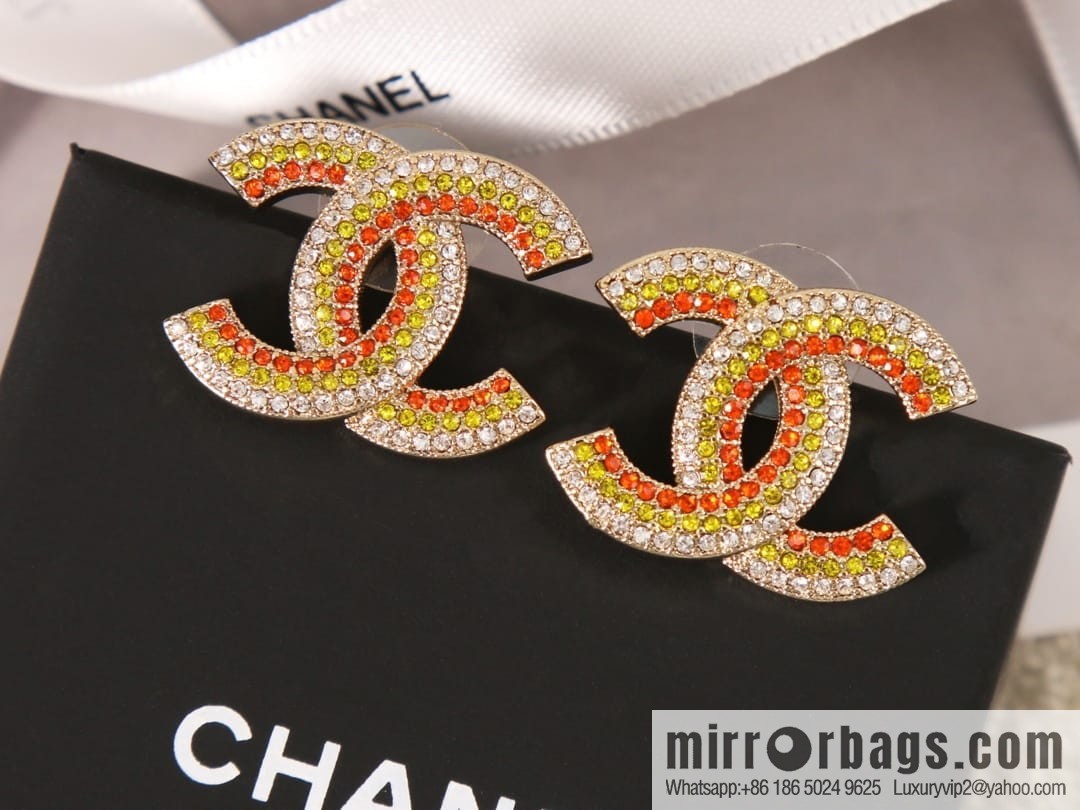New ☑️ Chanel c1 double c colored diamond stud earrings
