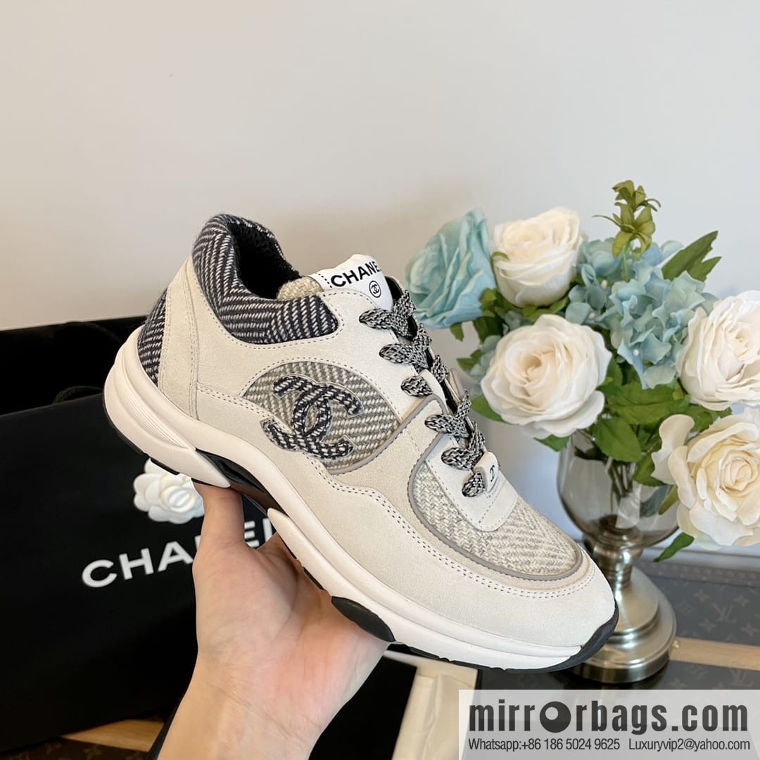 Chanel Wool rough flower reflective sneakers