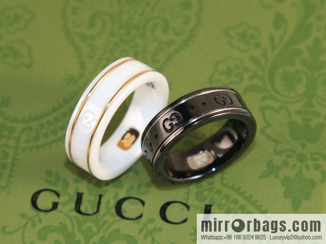 New Gucci gucci double G black and white ceramic ring