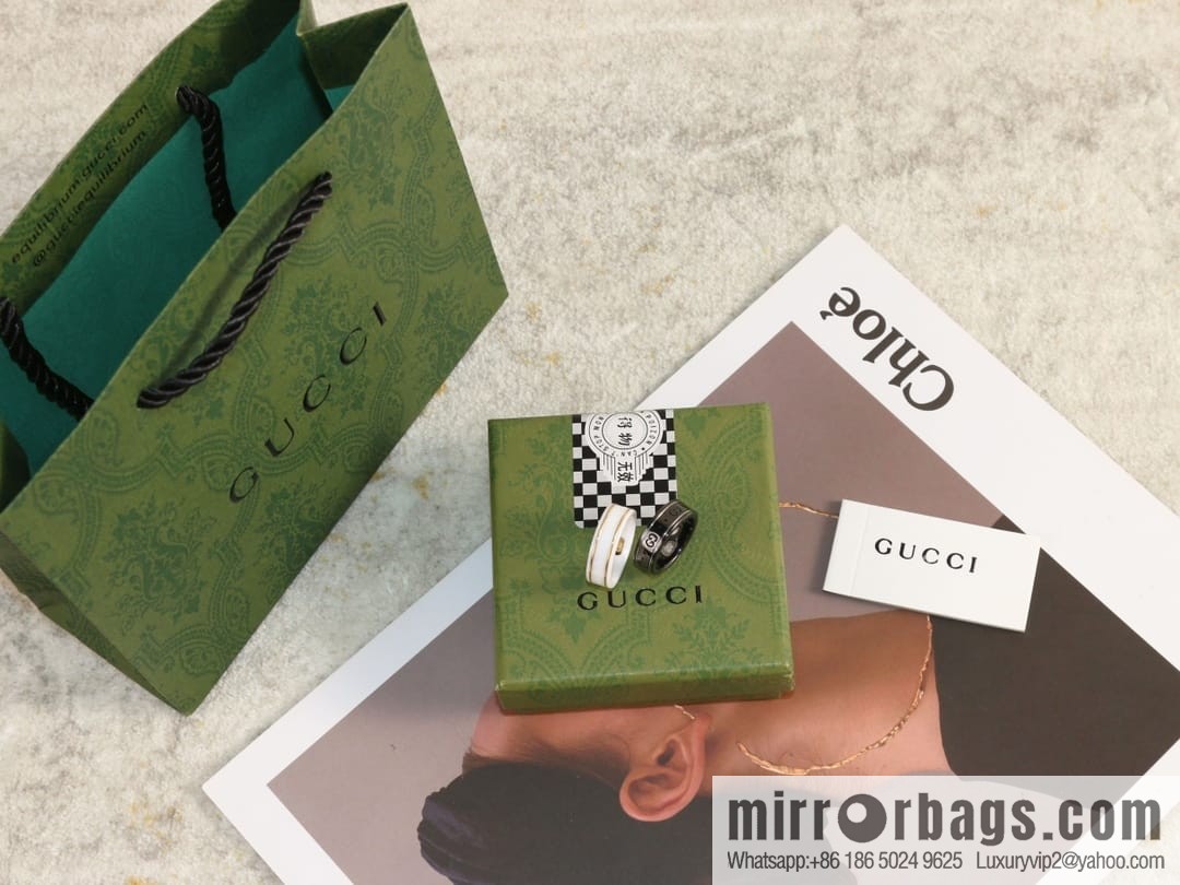 New Gucci gucci double G black and white ceramic ring