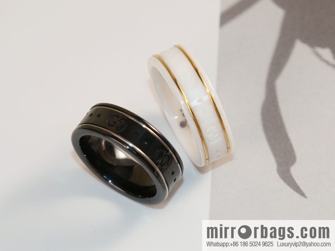 New Gucci gucci double G black and white ceramic ring