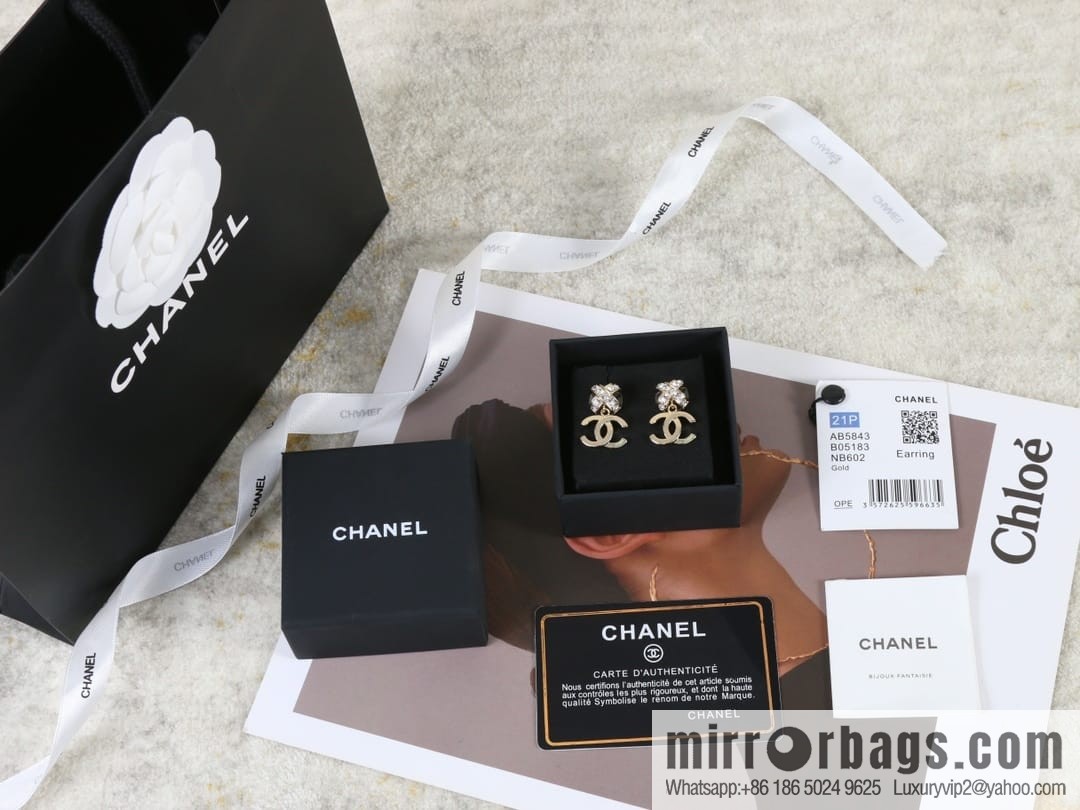New ☑️ Chanel c2 double C cross full diamond stud earrings
