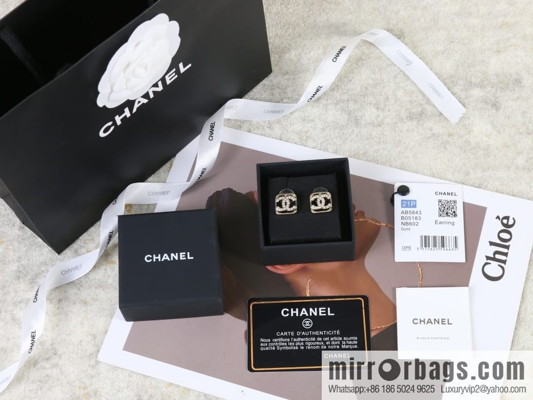 New ☑️ Chanel c1 double c cut-out full diamond stud earrings