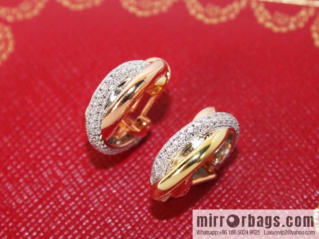 Cartier Trinity series three-color three-ring earrings