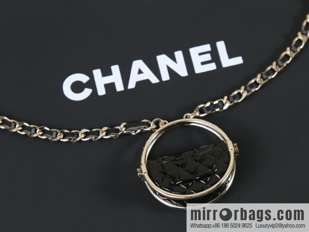 New ☑️ Chanel double c round black leather rope necklace