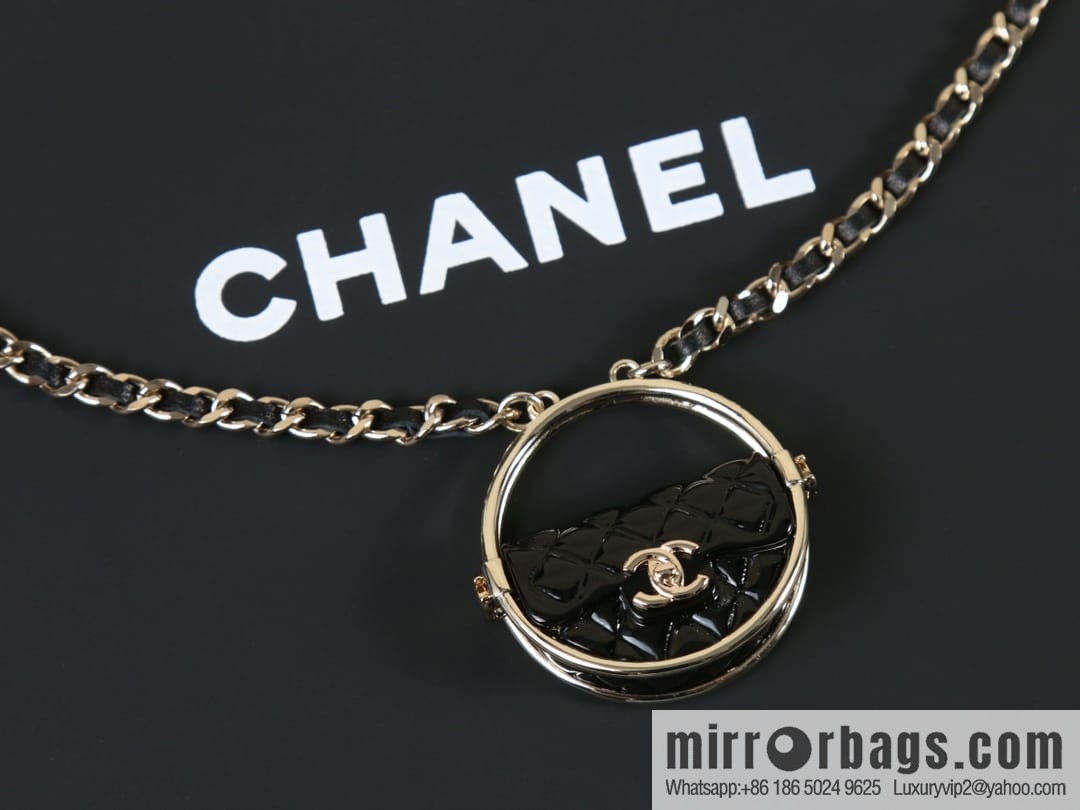 New ☑️ Chanel double c round black leather rope necklace