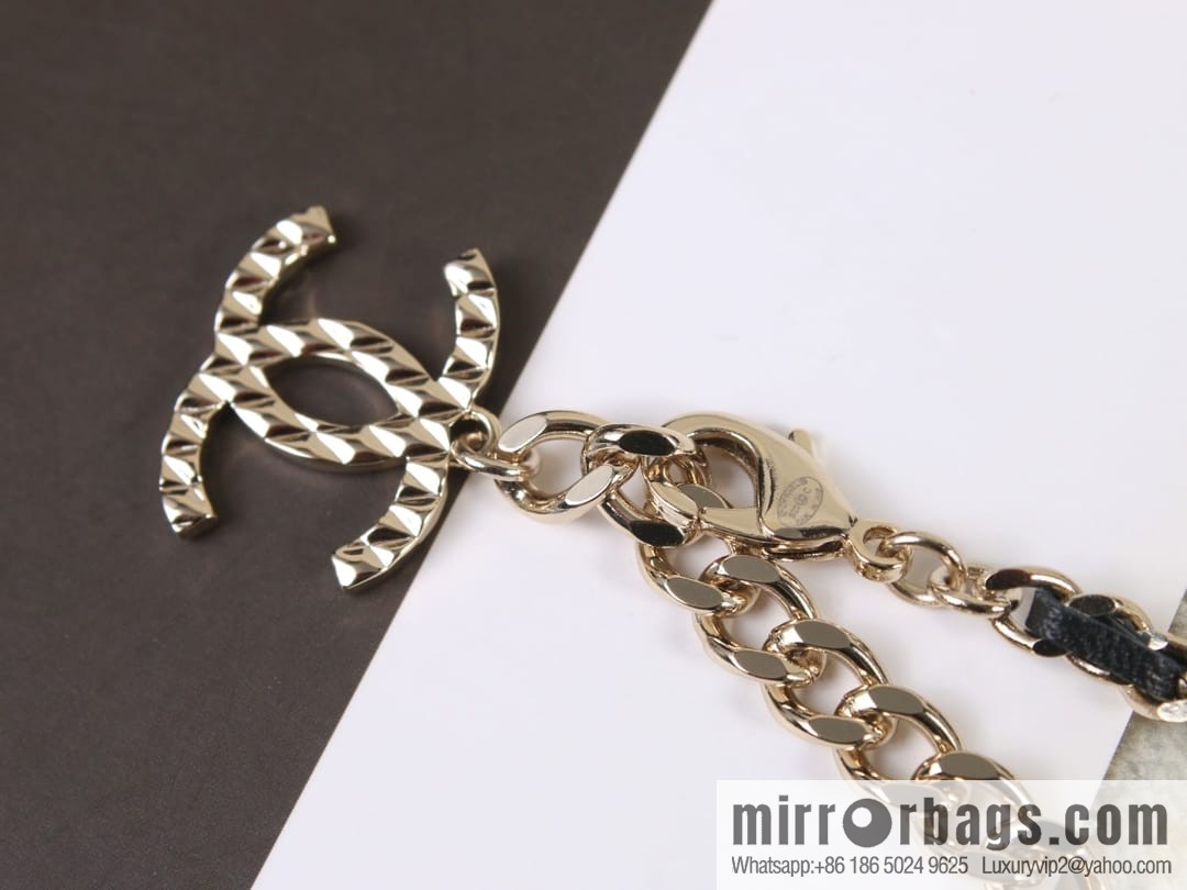 New ☑️ Chanel double c round black leather rope necklace