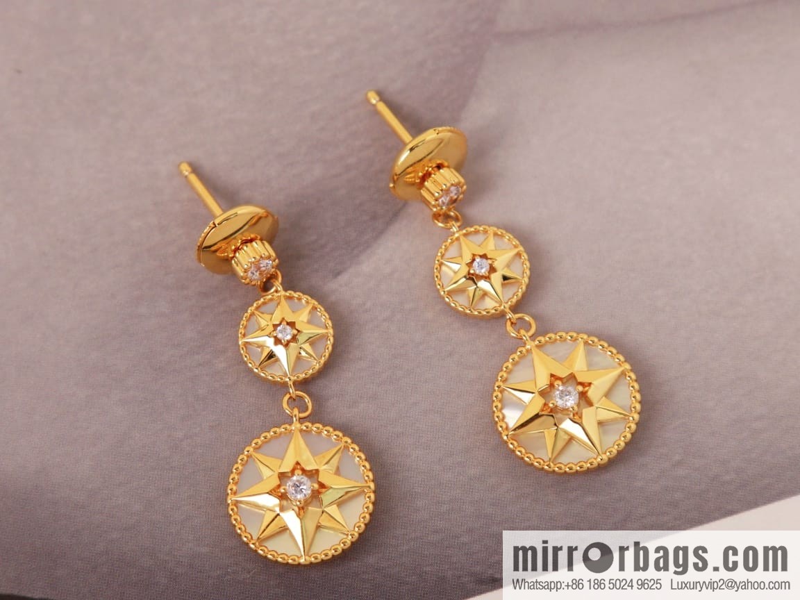 Dior white fritillary octagram bracelet necklace earrings