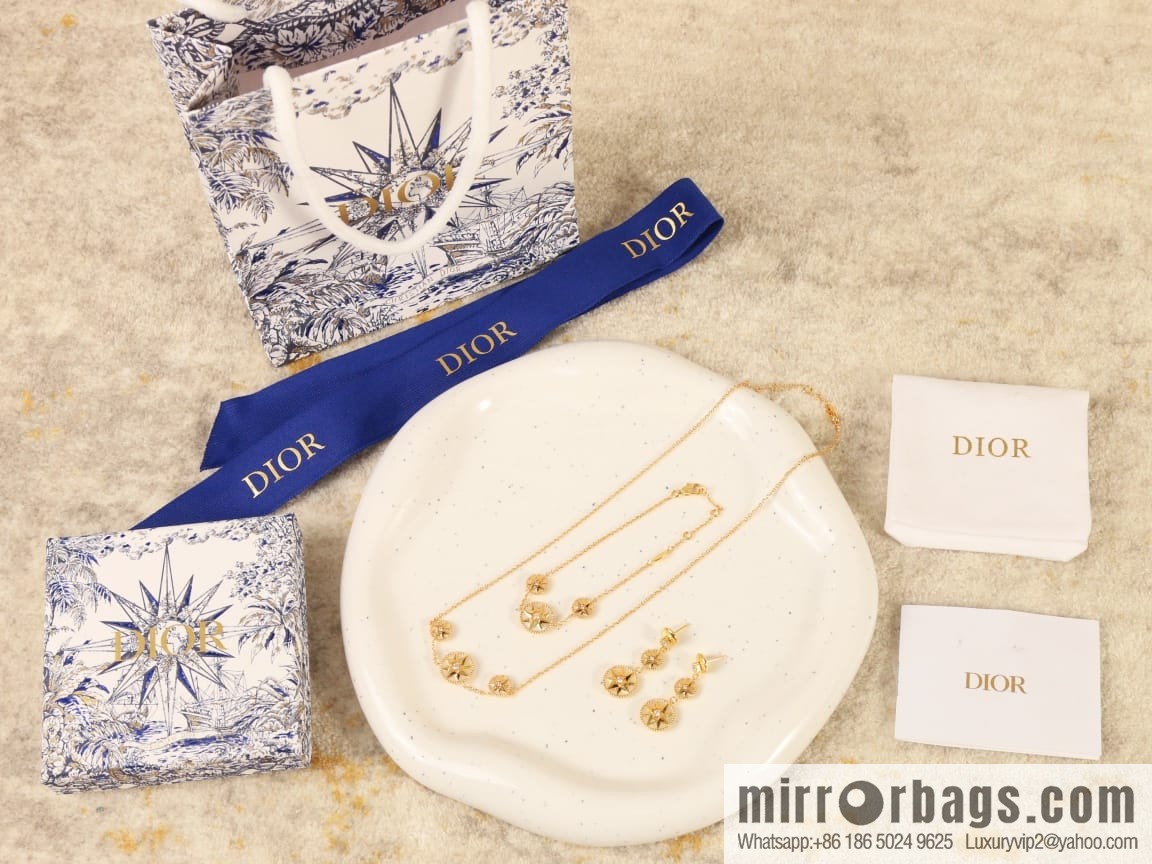 Dior white fritillary octagram bracelet necklace earrings