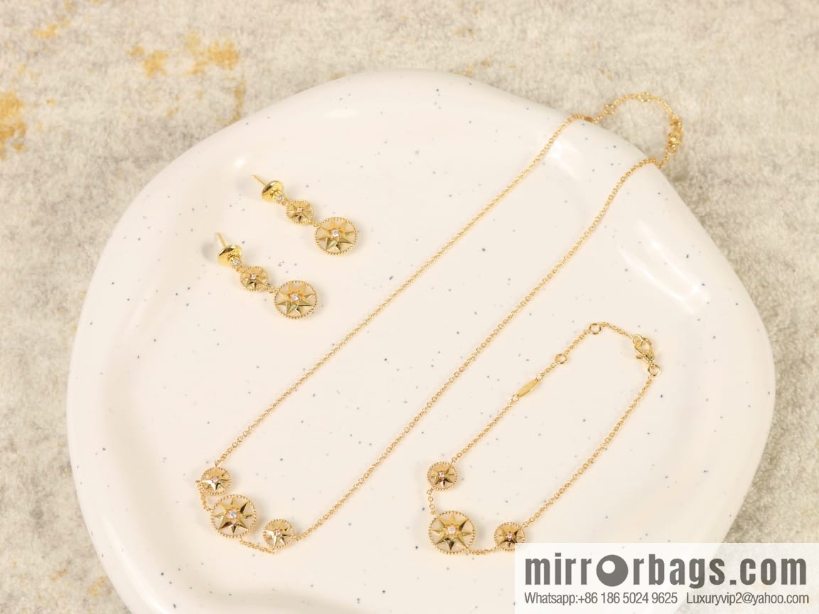 Dior white fritillary octagram bracelet necklace earrings