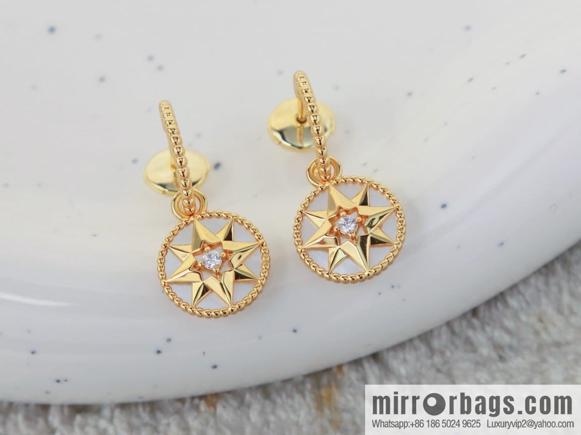 New ☑️ Dior white fritillary octagram bracelet necklace stud earrings