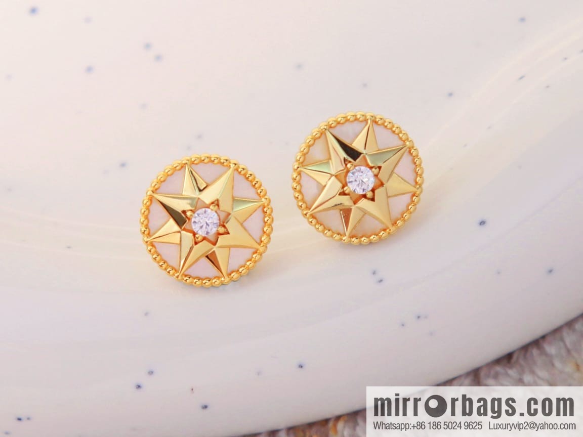 New ☑️ Dior white fritillary octagram bracelet necklace stud earrings