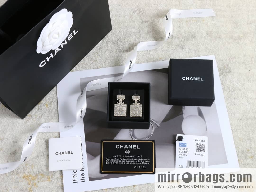 New ☑️ Chanel c2 double c full diamond perfume bottle stud earrings