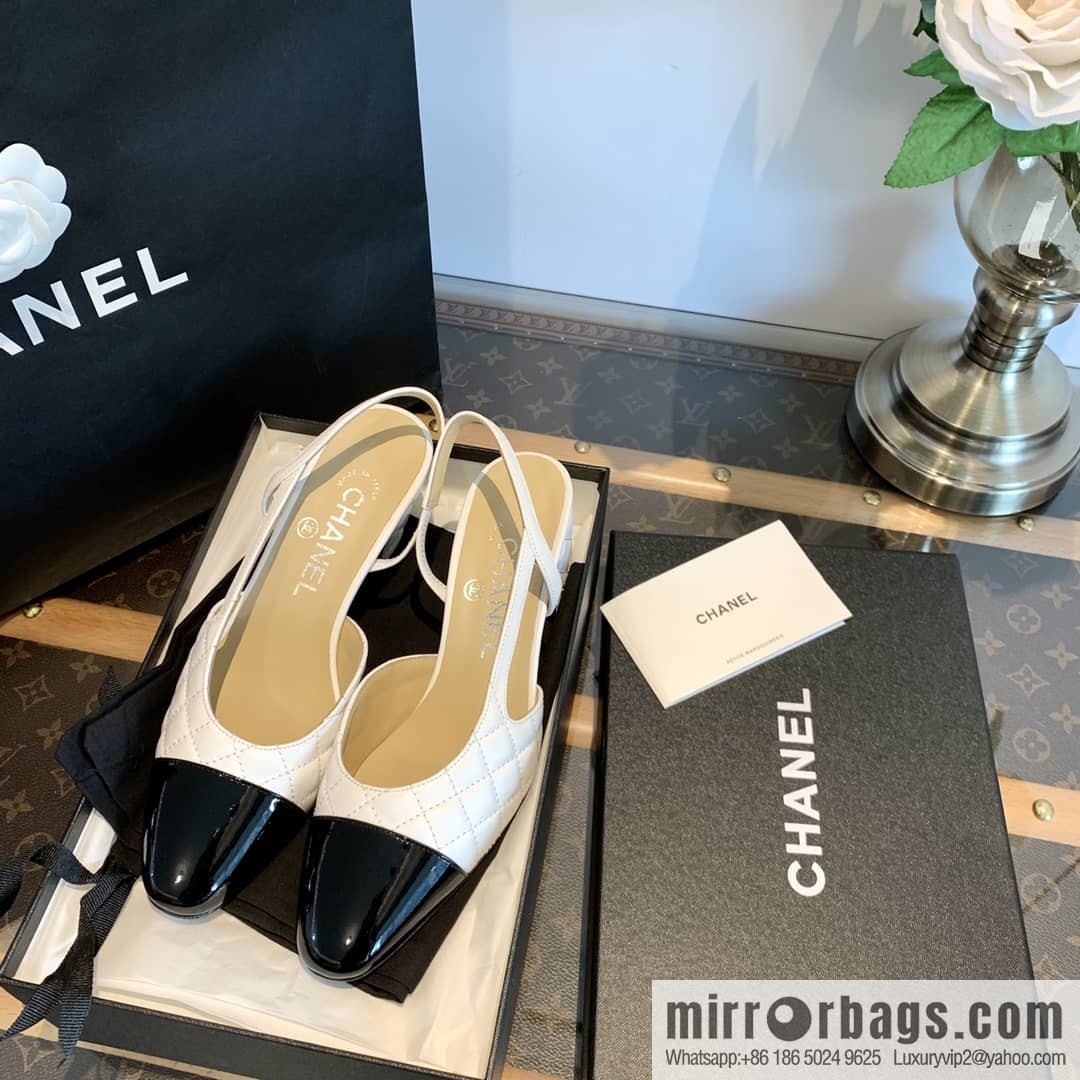 Chanel Xiaoxiang rhombus color matching thick-heeled sandals
