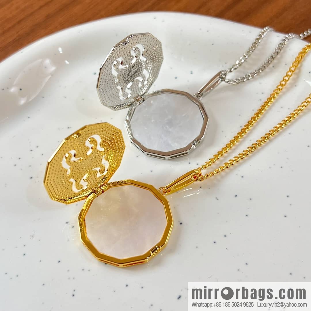 New Celine Arc de Triomphe white fritillary round necklace