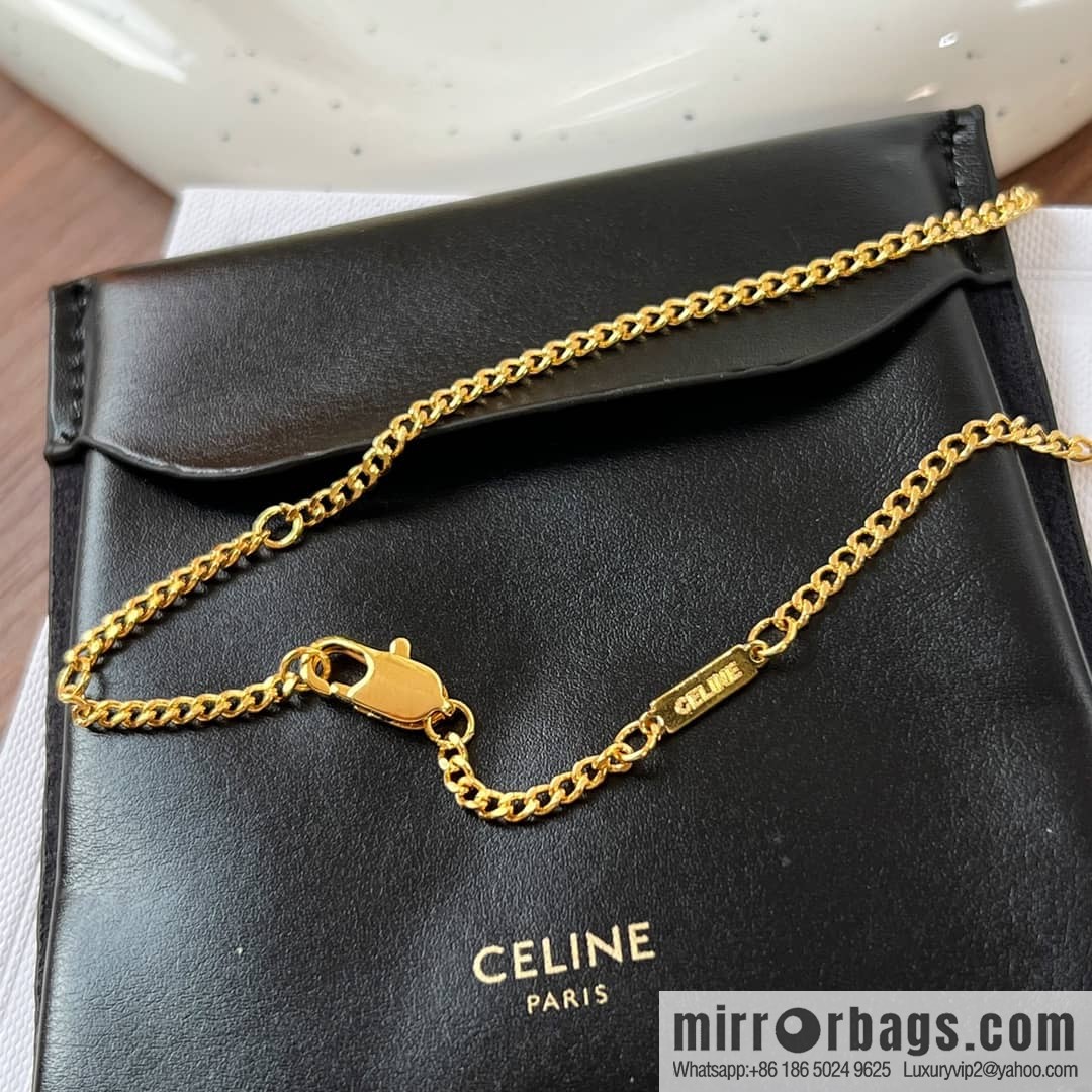 New Celine Arc de Triomphe white fritillary round necklace