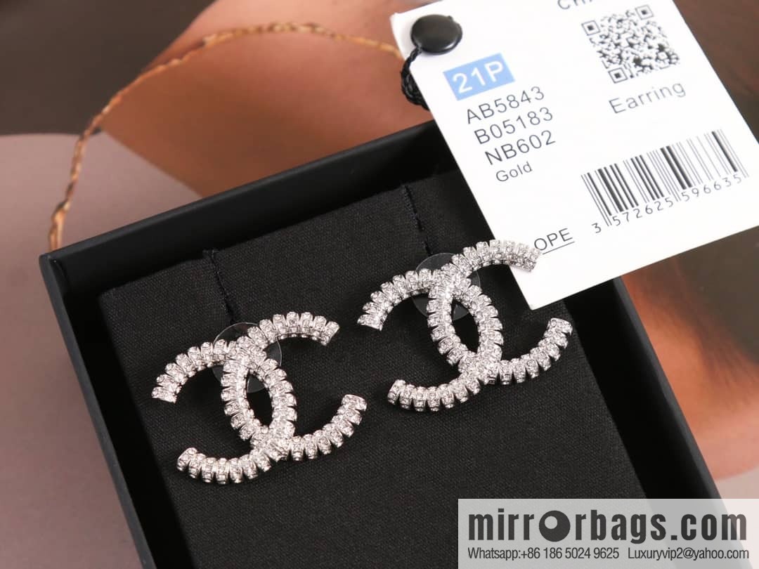 New ☑️ Chanel c1 double c full diamond stud earrings
