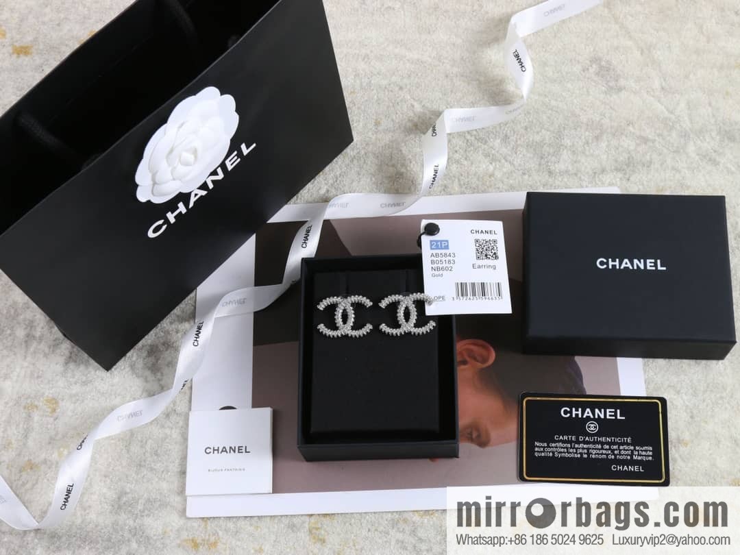New ☑️ Chanel c1 double c full diamond stud earrings
