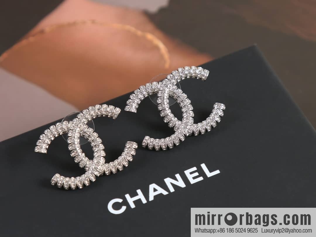 New ☑️ Chanel c1 double c full diamond stud earrings
