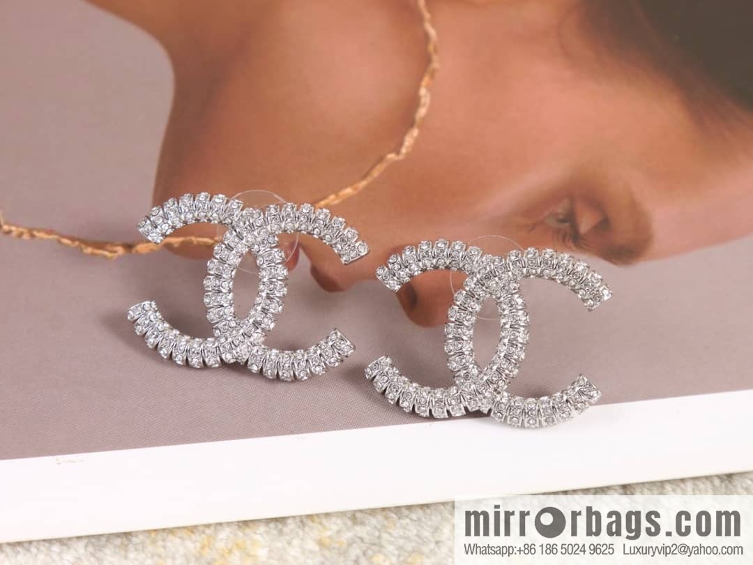 New ☑️ Chanel c1 double c full diamond stud earrings