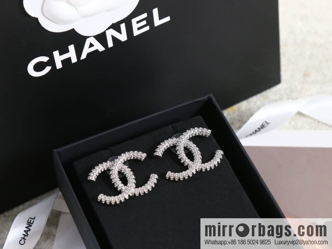 New ☑️ Chanel c1 double c full diamond stud earrings