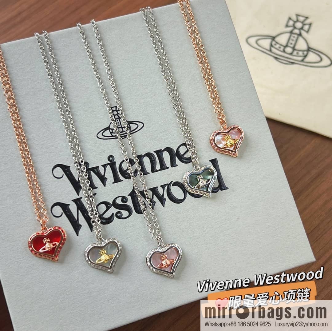 New ☑️ Vivienne Westwood Queen Mother love peach heart necklace