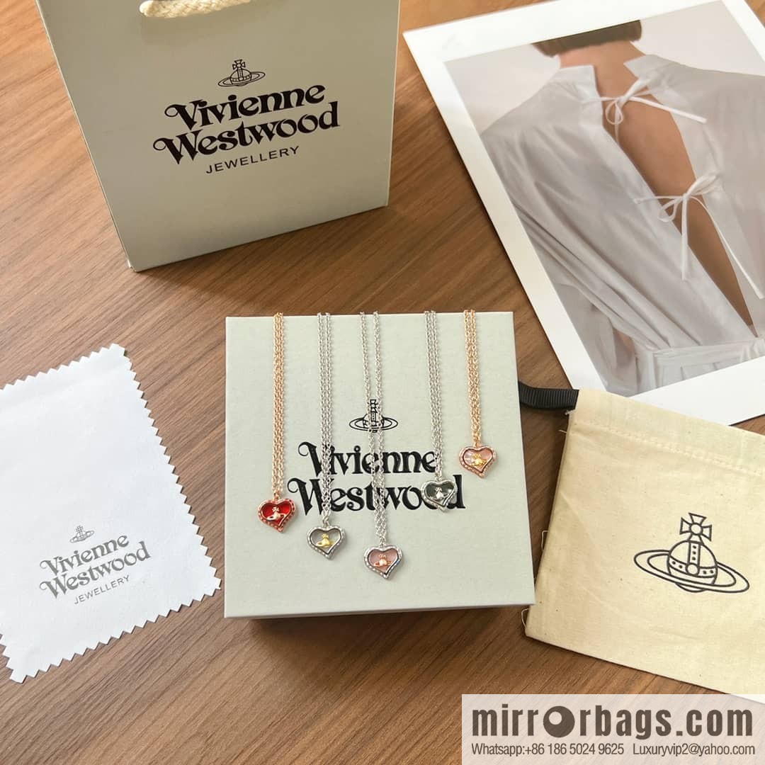 New ☑️ Vivienne Westwood Queen Mother love peach heart necklace