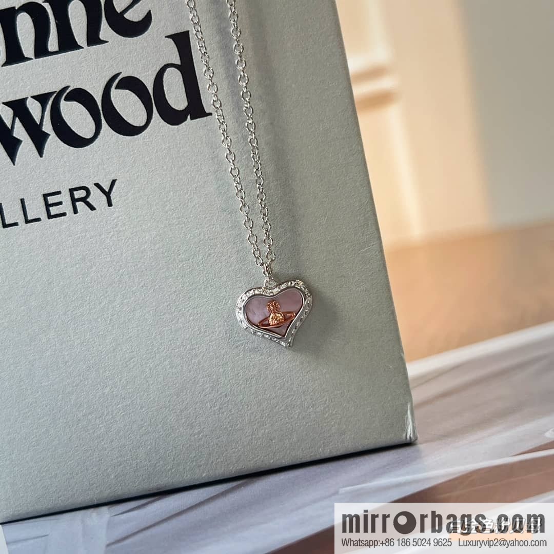 New ☑️ Vivienne Westwood Queen Mother love peach heart necklace