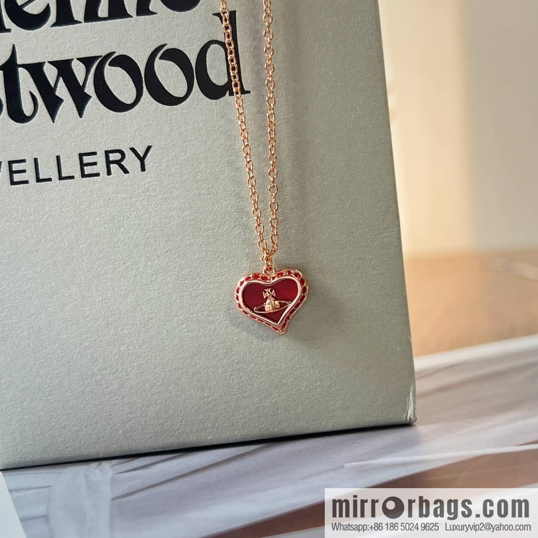 New ☑️ Vivienne Westwood Queen Mother love peach heart necklace