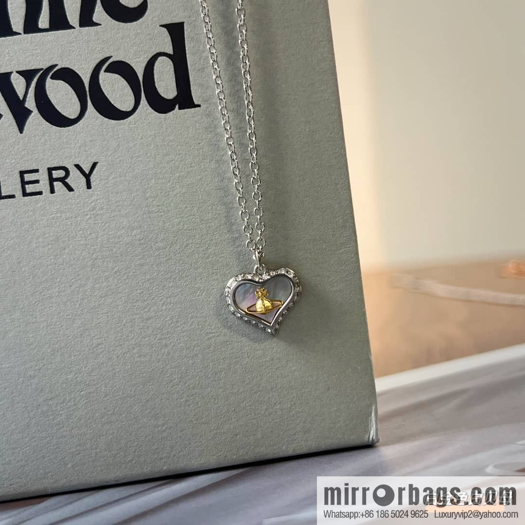 New ☑️ Vivienne Westwood Queen Mother love peach heart necklace