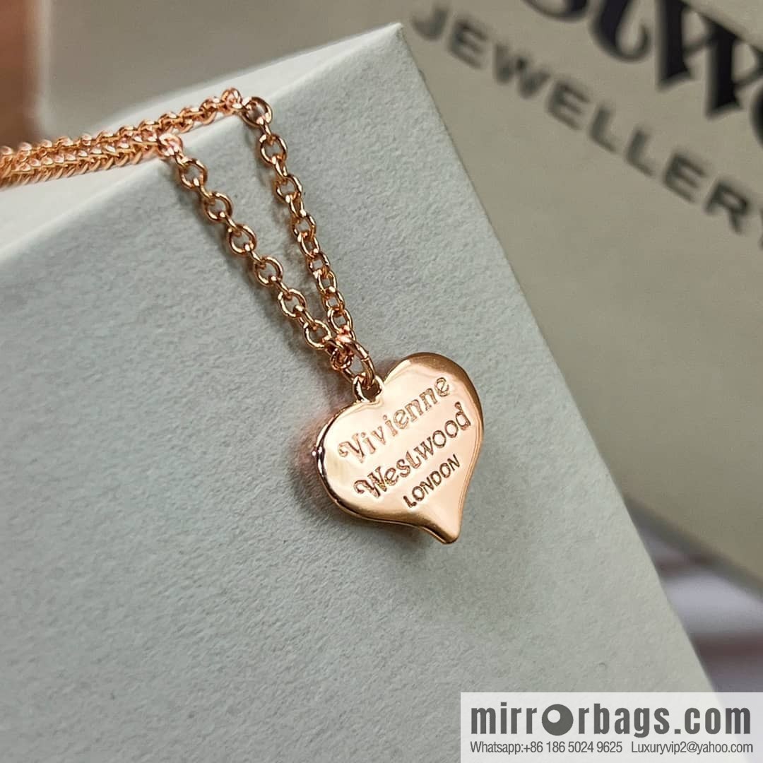 New ☑️ Vivienne Westwood Queen Mother love peach heart necklace