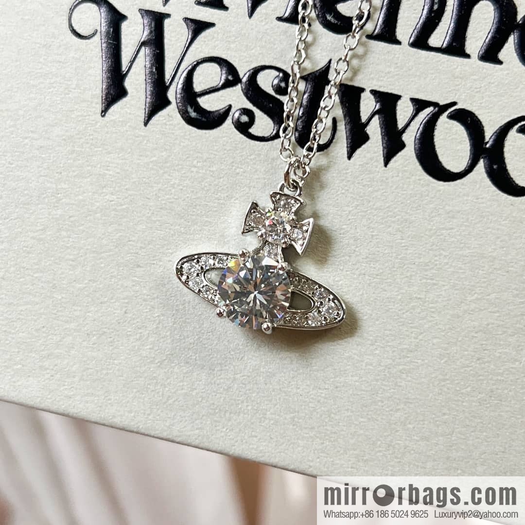 New ☑️ Vivienne Westwood Queen Mother Saturn single diamond necklace