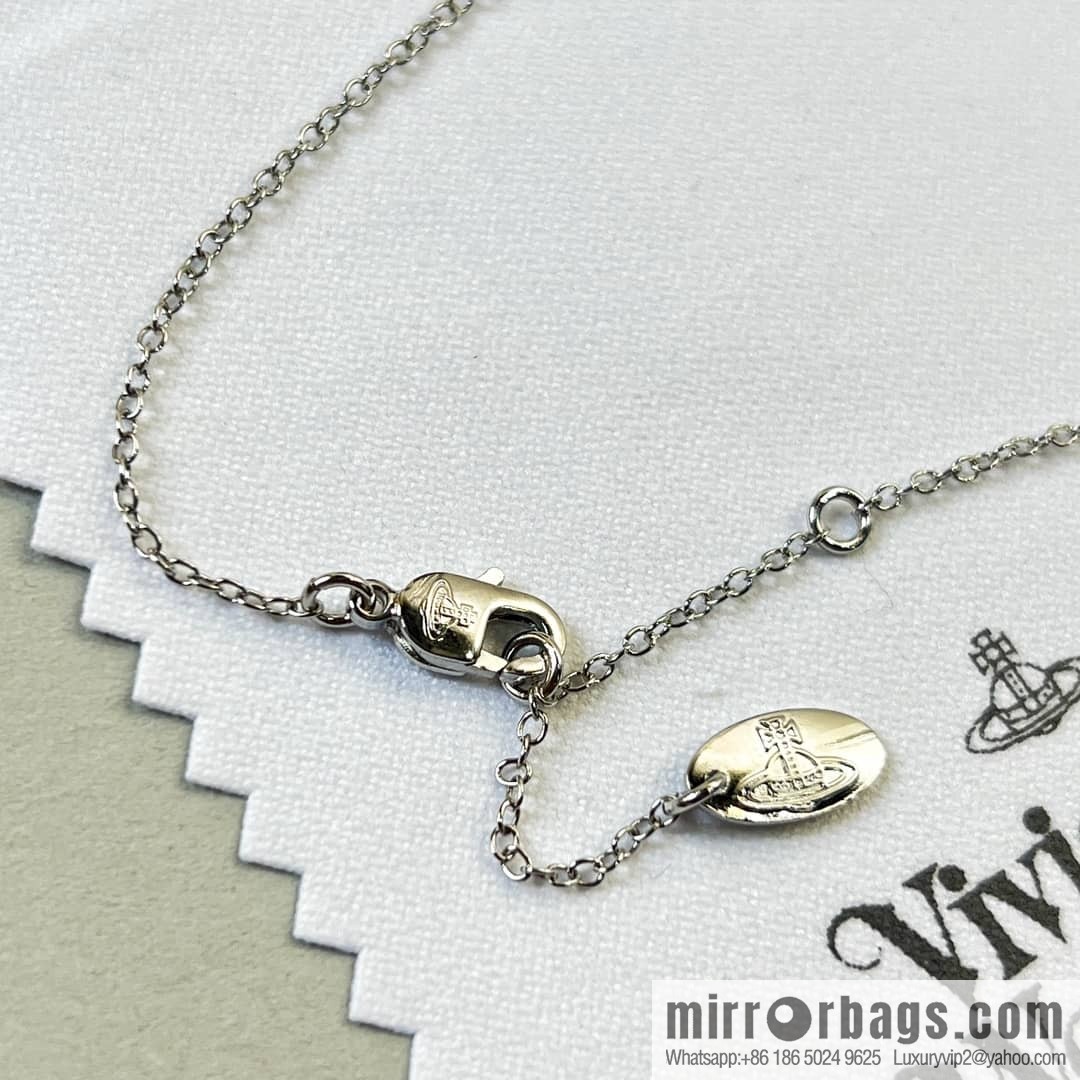 New ☑️ Vivienne Westwood Queen Mother Saturn single diamond necklace