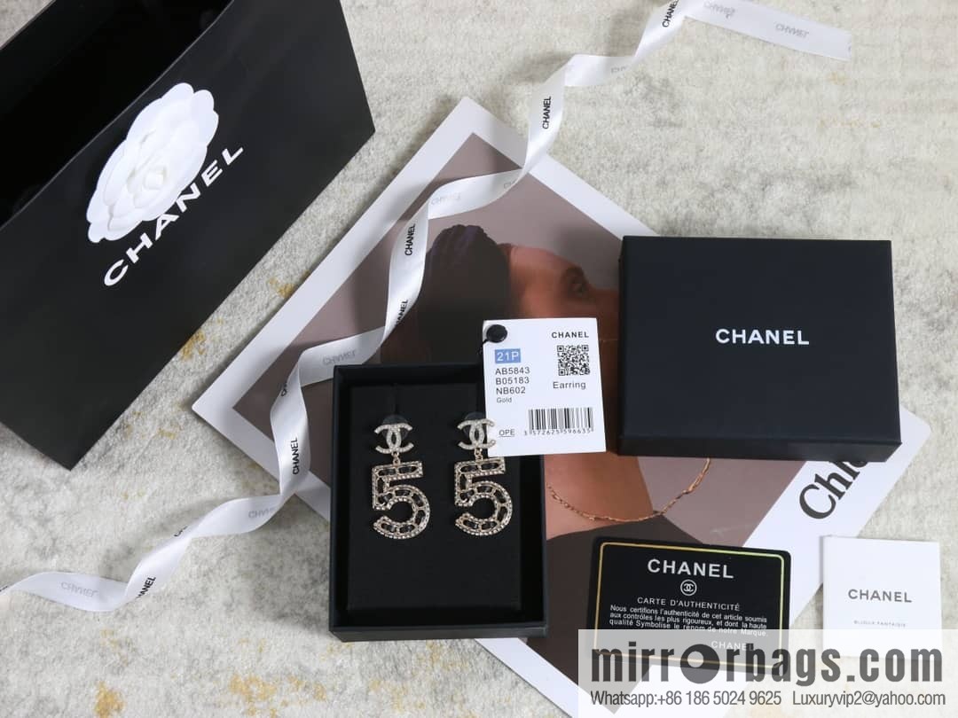 New ☑️ Chanel C2 double c5 character black leather rope stud earrings